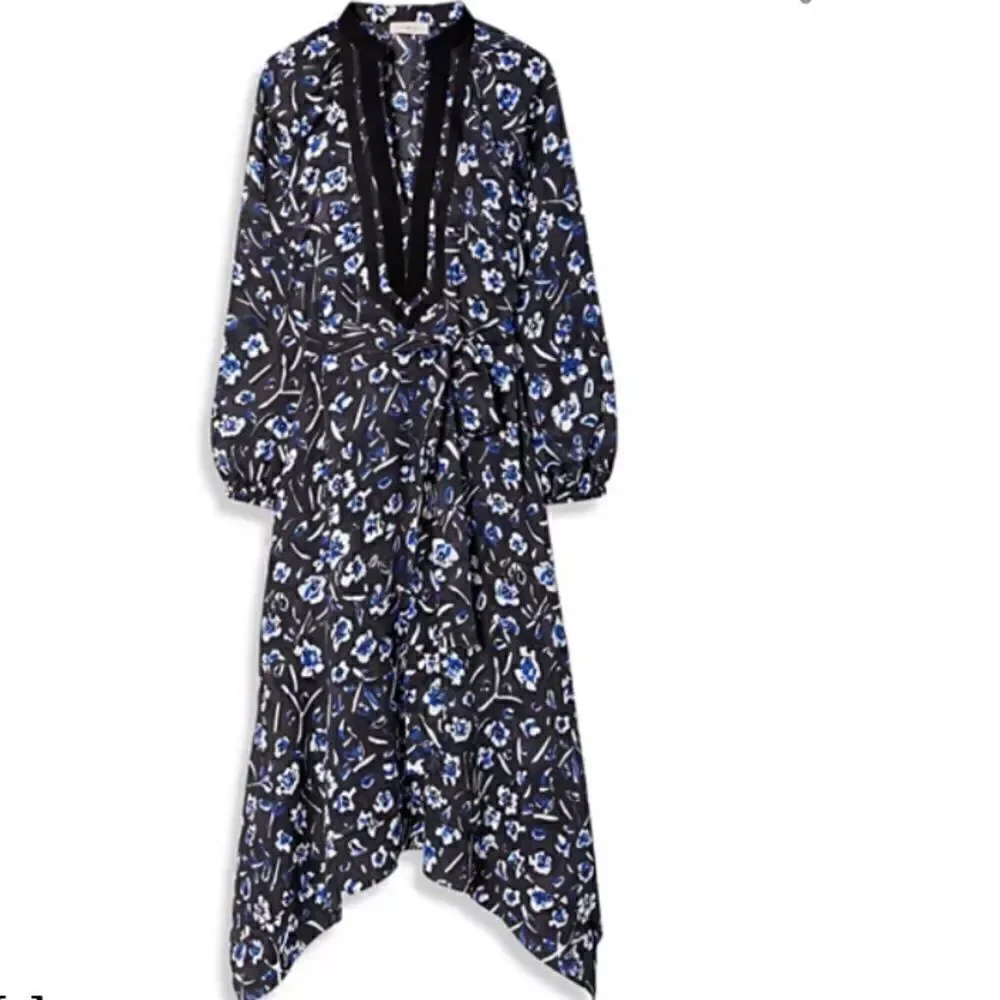 Tory Burch Puffed Sleeve Printed Tunic Dress Size L